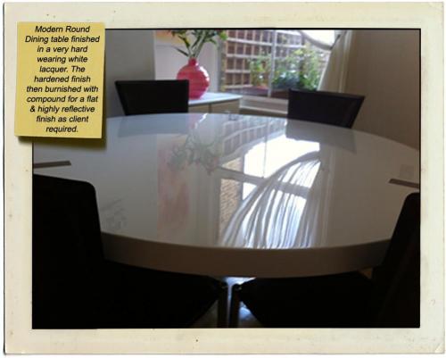 lacquered round dining table